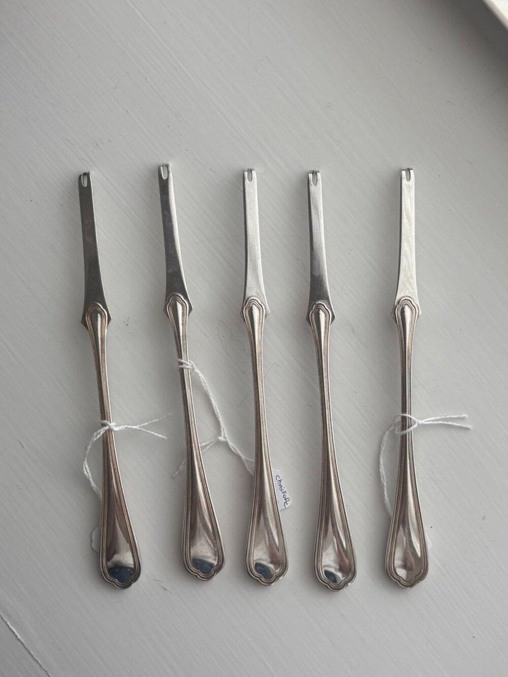 Antique Christofle Silverplate Lobster Picks Set of 5 CC Mark 1844-1862 France